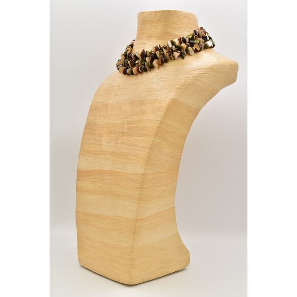 Japan Vintage Beaded Collar Necklace Multi-Strand Stone 1960s Signed BinBH - Picture 9 of 12